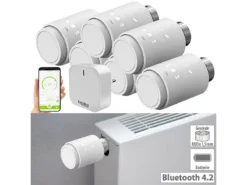 Revolt Heizungsthermostate:6er-Set Programmierbare Heizkörper-Thermostate Mit WLAN-Gateway & App