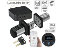 VisorTech Türschloss Mit Schlüssel:Elektronischer Tür-Schließzylinder, Code, 2 Schlüssel, IP44, M Gateway