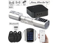 VisorTech Zahlenschloss:Elektronischer Tür-Schließzylinder, Transponder, Code, App, M Gateway