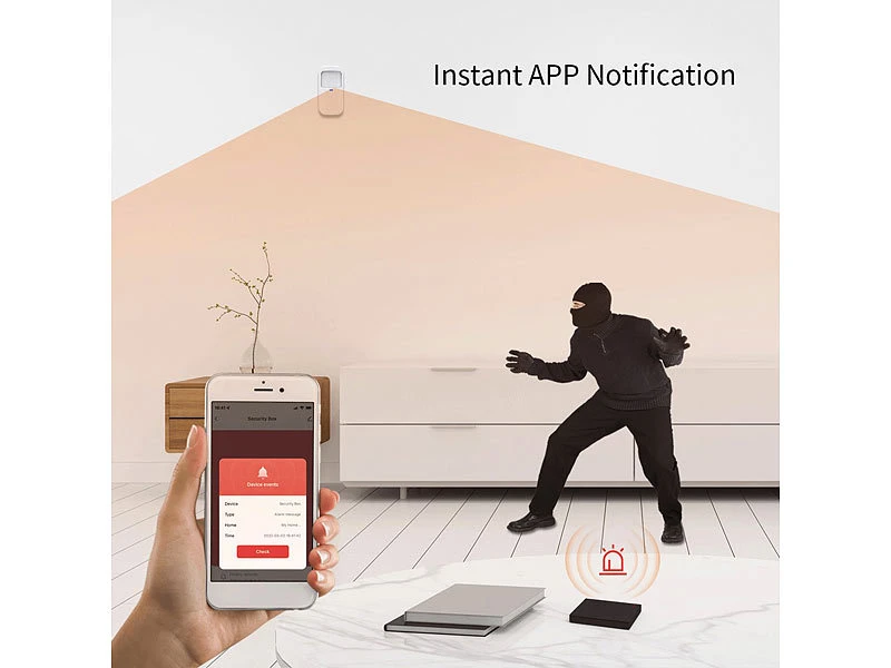 VisorTech Alarmanlage Drahtlos:13-teiliges Funk-Alarmanlagen-Set: 11 Sensoren, SOS-Taster, WLAN, App - Image 12