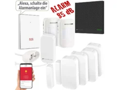 VisorTech Drahtlose Alarmanlage:9-teiliges Funk-Alarmanlagen-Set Mit 7 Sensoren, SOS-Taster, WLAN, App