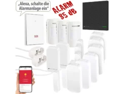 VisorTech Alarmanlage Drahtlos:13-teiliges Funk-Alarmanlagen-Set: 11 Sensoren, SOS-Taster, WLAN, App