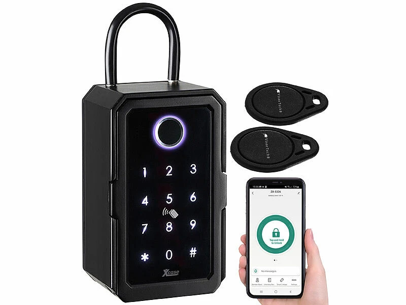 Xcase Schlüsseltresor:Smarter Schlüssel-Safe, Touch-PIN, Fingerprint, Transponder, Bluetooth - Image 3