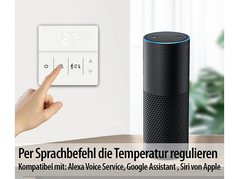 Revolt Alexa-Thermostat Heizung:4er-Set WLAN-Fußbodenheizung-Thermostate Mit App, Weiß - Image 3