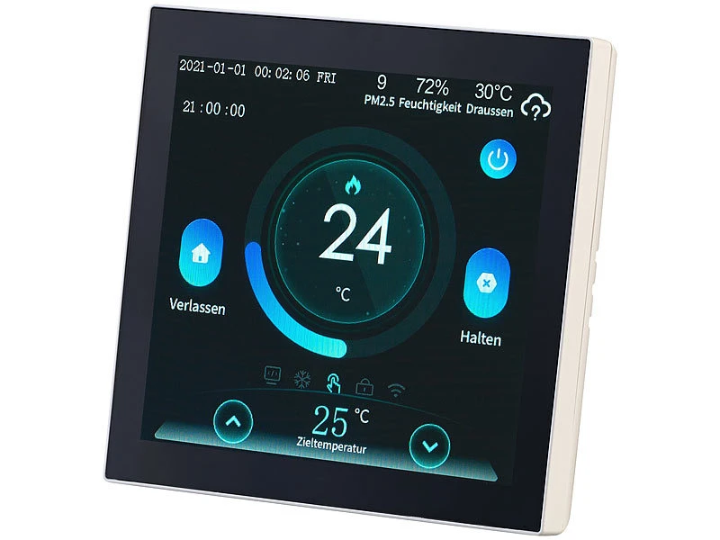 Revolt Funkthermostat:WLAN-Fußbodenheizung-Thermostat Mit Touchdisplay, Feinstaub-Anzeige - Image 12