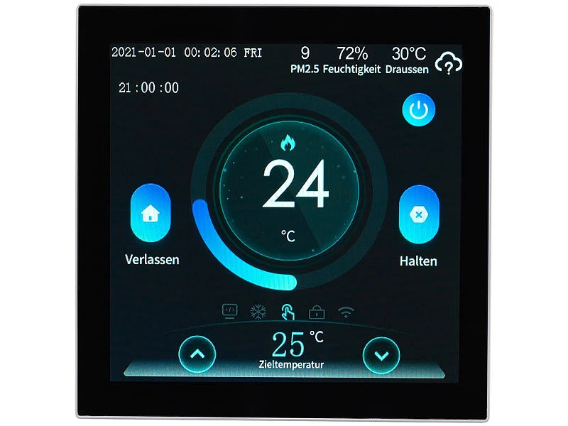 Revolt Thermostat Heizung WLAN:2er-Set WLAN-Thermostate Für Fußbodenheizungen, Touchdisplay - Image 9