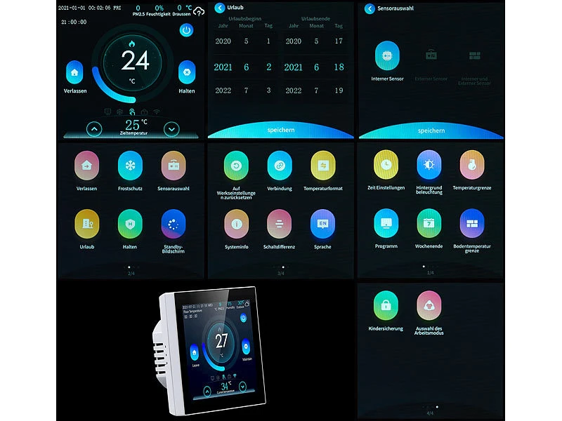 Revolt Funkthermostat:WLAN-Fußbodenheizung-Thermostat Mit Touchdisplay, Feinstaub-Anzeige - Image 9