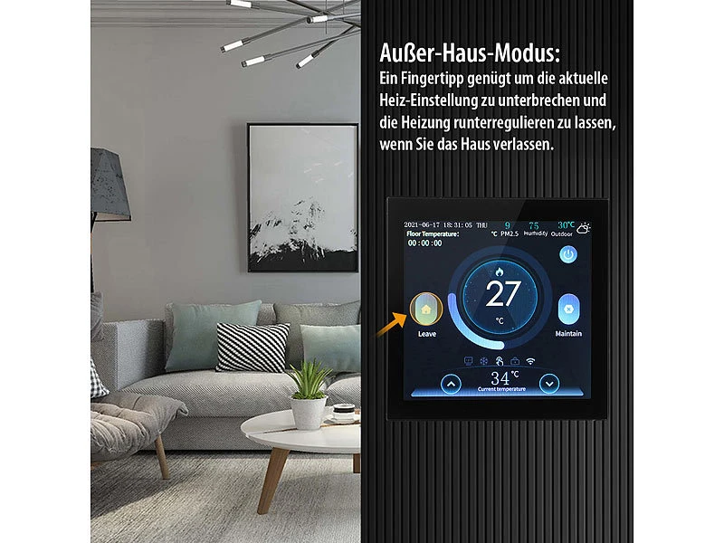 Revolt Thermostat Heizung WLAN:2er-Set WLAN-Thermostate Für Fußbodenheizungen, Touchdisplay - Image 8