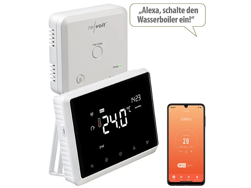 Revolt Raumthermostat Gastherme:Funk-Thermostat Mit WLAN Und App Für Gastherme Und Wasserboiler - Image 2
