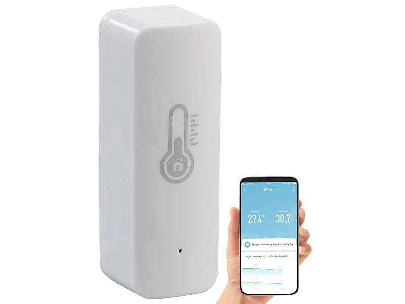 Luminea Home Control Temperatur Datenlogger:4er-Set ZigBee-Temperatur- & Luftfeuchtigkeits-Sensoren Mit App - Image 11