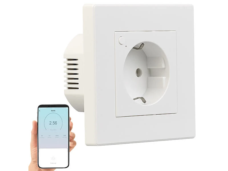 Luminea Home Control Alexa Smart Steckdose:10er-Set WLAN-Unterputz-Steckdosen Mit Verbrauch-Messung, App, 3.680 W - Image 10