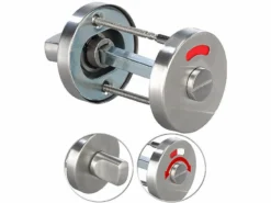 AGT Edelstahl-Türbeschlag:Edelstahl-Rosetten-Set Für Bad & WC, Drehknopf, Besetzt-Anzeige, Rund