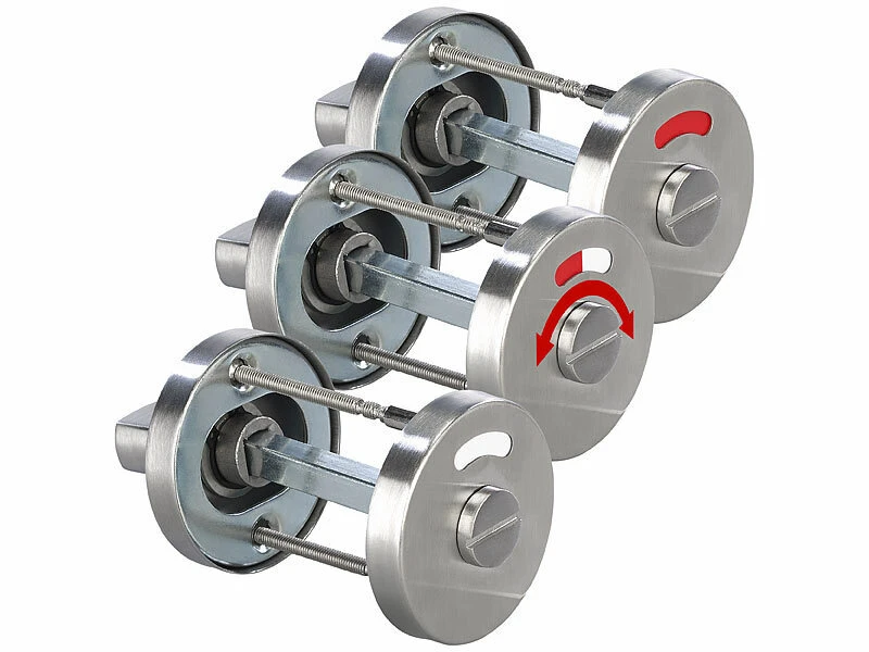AGT Edelstahl-Türbeschlag:Edelstahl-Rosetten-Set Für Bad & WC, Drehknopf, Besetzt-Anzeige, Rund - Image 6