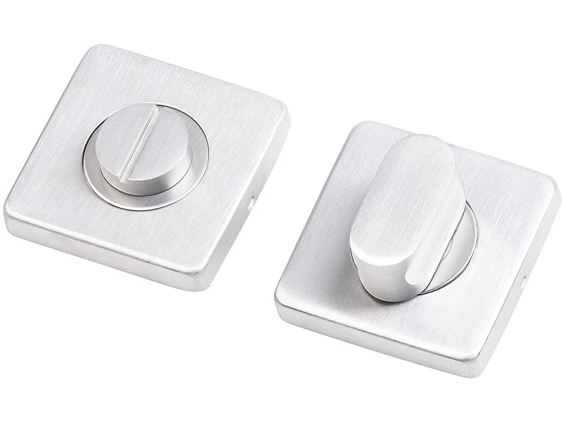 AGT Türbeschläge Badezimmer:2er-Set Edelstahl-Türbeschlag Bad & WC, 2 Klinken & Rosetten, Eckig - Image 7