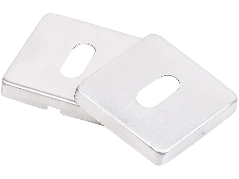 AGT Türbeschlag, Modern:2er-Set Edelstahl-Türbeschlag Mit 2 Klinken & Rosetten, Eckig, Silbern - Image 8