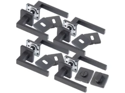 AGT Moderner Türbeschlag:4er-Set Edelstahl-Türbeschläge, 1x Für Bad/WC, 3x Für Zimmertüren