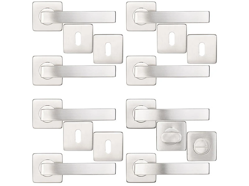AGT Türbeschlag Rostfrei:8er-Set Edelstahl-Türbeschläge Für Alle Innen-Türen, Mit 8 Türklinken - Image 2
