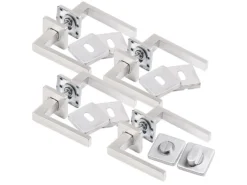 AGT Türbeschlag Rostfrei:8er-Set Edelstahl-Türbeschläge Für Alle Innen-Türen, Mit 8 Türklinken