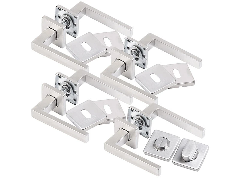 AGT Türbeschlag Rostfrei:8er-Set Edelstahl-Türbeschläge Für Alle Innen-Türen, Mit 8 Türklinken