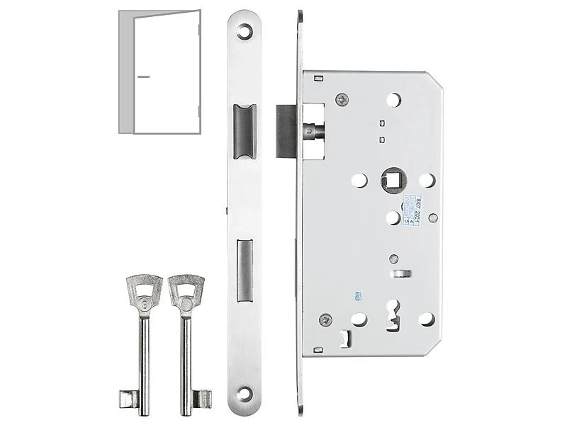 AGT Türschloss Bad:3er-Set Buntbart-Einsteckschlösser Für Zimmertüren, Falle, DIN Links - Image 7