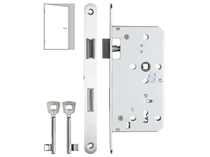 AGT Zimmertürschloss:Buntbart-Einsteckschloss Für Zimmertüren, Falle Und Riegel, DIN Rechts