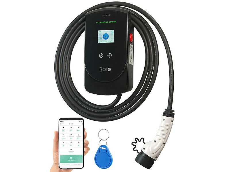 Revolt E-Auto-Wallbox:WLAN-Wallbox Für E-Autos, Typ 2, Bis 11 KW, 3-phasig, 5 M Ladekabel - Image 3