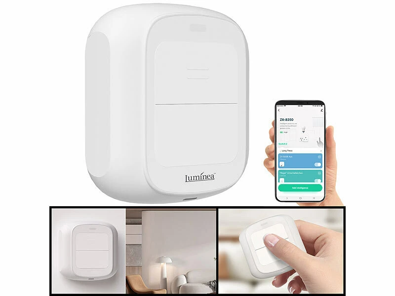 Luminea Home Control Funk Lichtschalter:2er-Set Smarte WLAN-Fernbedienung Mit 2 Tasten, Licht & Szenen Steuern - Image 11