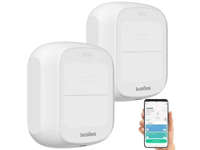 Luminea Home Control Funk Lichtschalter:2er-Set Smarte WLAN-Fernbedienung Mit 2 Tasten, Licht & Szenen Steuern - Image 4