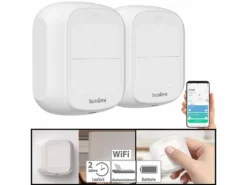Luminea Home Control Funk Lichtschalter:2er-Set Smarte WLAN-Fernbedienung Mit 2 Tasten, Licht & Szenen Steuern
