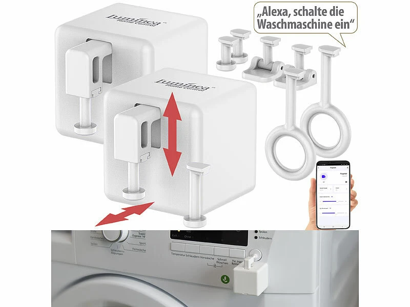 Luminea Home Control Funk-Schalter-Aufsätze:2er-Set Smarte Schalter-Aufsätze Für Kippschalter & Taster, Mit App - Image 2