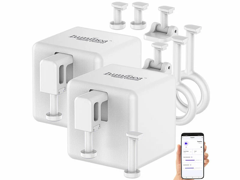 Luminea Home Control Funk-Schalter-Aufsätze:2er-Set Smarte Schalter-Aufsätze Für Kippschalter & Taster, Mit App - Image 3