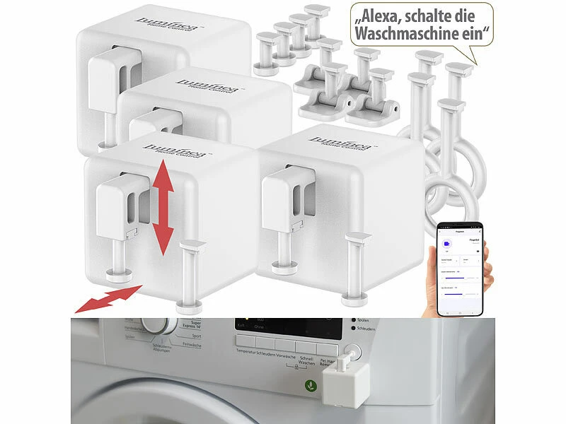 Luminea Home Control Bluetooth Schalter:4er-Set Smarte Schalter-Aufsätze Für Kippschalter & Taster, Mit App - Image 2