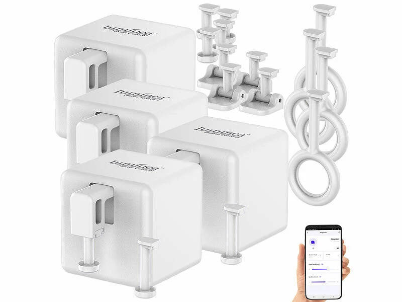Luminea Home Control Bluetooth Schalter:4er-Set Smarte Schalter-Aufsätze Für Kippschalter & Taster, Mit App - Image 3