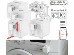 Luminea Home Control Bluetooth Schalter:4er-Set Smarte Schalter-Aufsätze Für Kippschalter & Taster, Mit App
